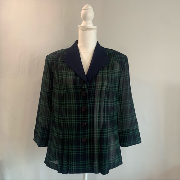 Danny & Nicole Green and Blue Plaid Blazer - Picture 3 of 9